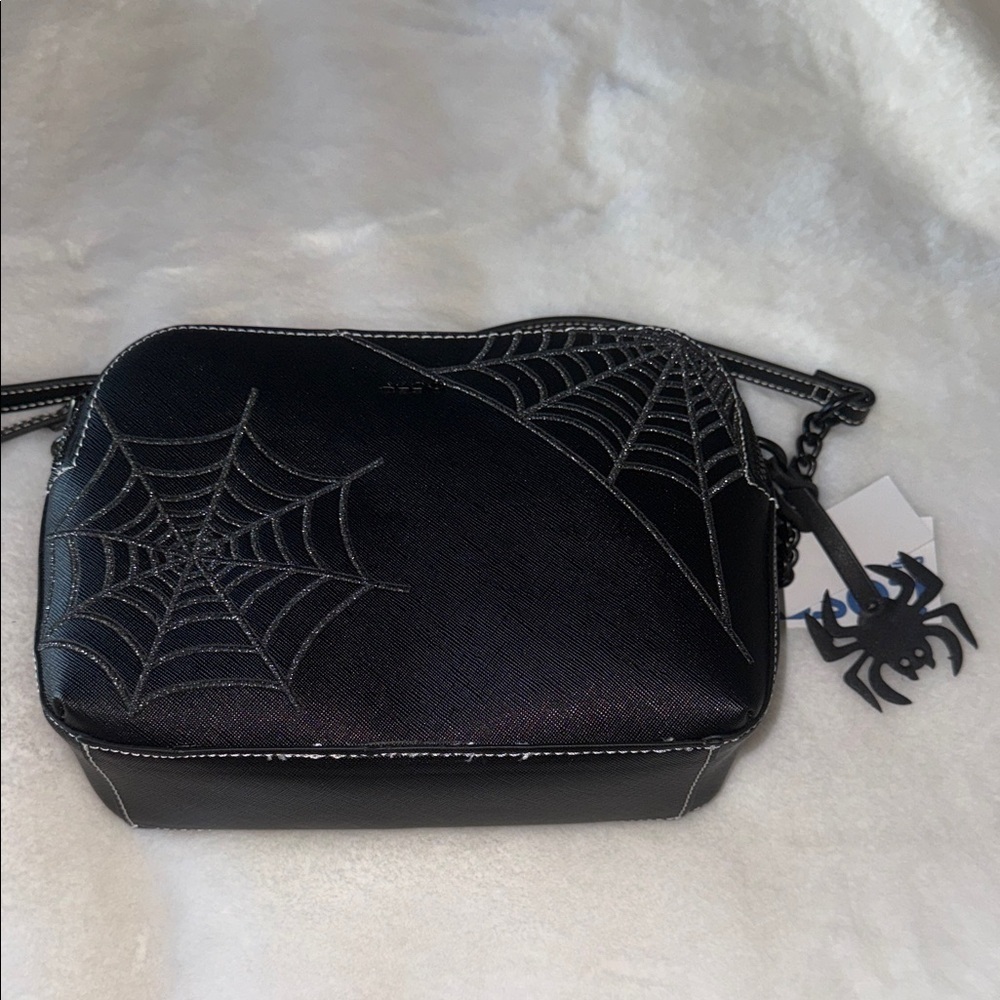 Aldo Black Crossbody Bag with Spider Web Design